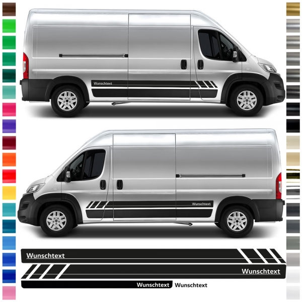 Seiten-Streifen Set für Fiat Ducato - Racing, Wunschfarbe, Wunschtex