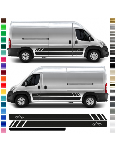 Side stripe set/décor suitable for Fiat Ducato - Mountain Edition (with line) in desired color