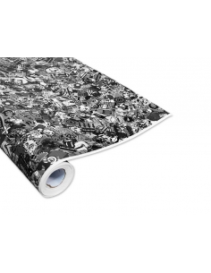 Stickerbomb Special: Schwarz-Weiß Autofolie für 3D Car Wrapping - J