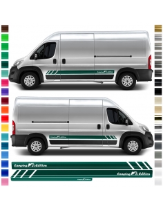 Side stripe set/décor suitable for Fiat Ducato Racing - Motif: Camping Edition in desired color
