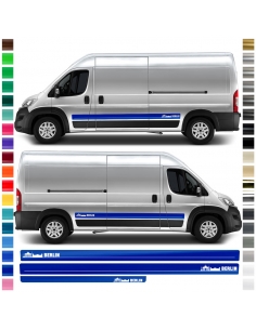 Side stripe set/décor suitable for Fiat Ducato with desired color - Motif: Silhouette Berlin