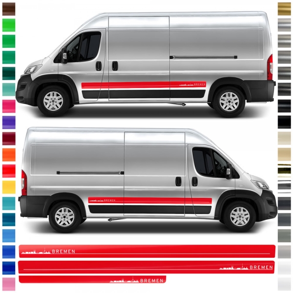 "Fiat Ducato Seiten-Streifen Set - Wunschfarbe - Silhouette Bremen"