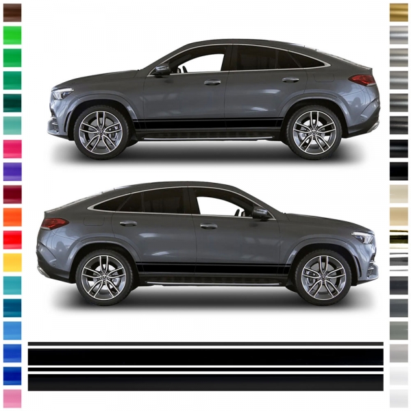 "Clean" Seitenstreifen Set/Dekor passend für Mercedes-Benz GLE / GLC / GLA in Wunschfarbe