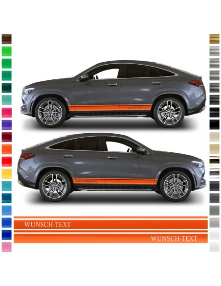 Sticker - side stripe set/décor suitable for Mercedes Benz GLE / GLC / GLA in desired color and desired text