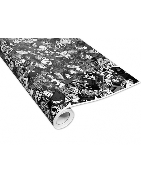 Stickerbomb car foil, design: Skate in black/white