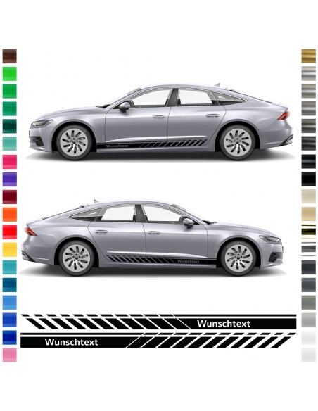 Side stripe set/décor suitable for Audi A7 in desired color and text