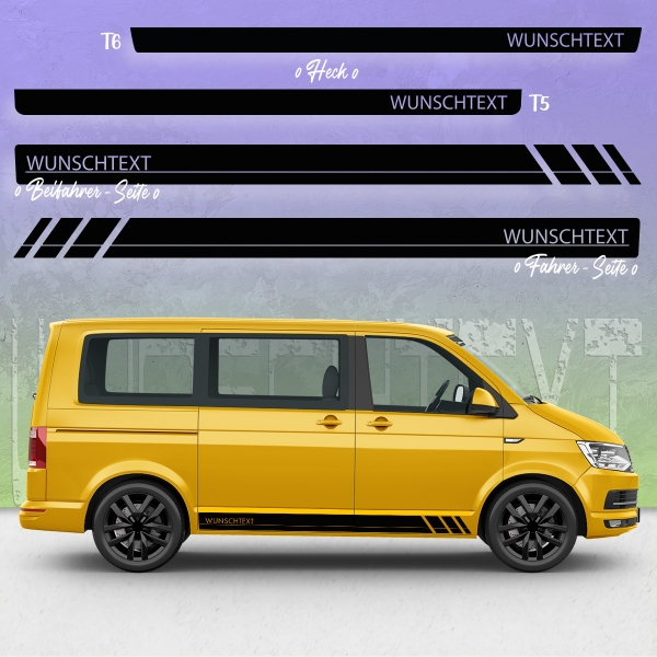 Custom Racing Side Stripe Set/Decor for VW T5 & T6 Bus - Personalize