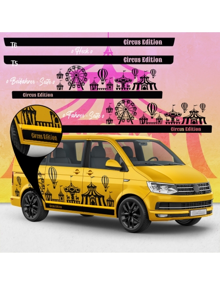 Zirkus Edition Seitenstreifen Set für VW T5 & T6 Busse - Farbauswahl