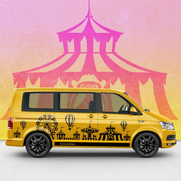 Zirkus Edition Seitenstreifen Set für VW T5 & T6 Busse - Farbauswahl