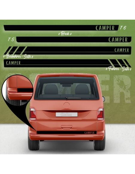 "Customizable Camper Racing Side Stripes for Volkswagen/VW T5 & T6 Bu