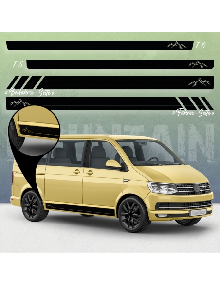 Sticker - Side StripeSet/Décor suitable for Volkswagen / VW T5 & T6 Mountain Silhouette Racing in desired color