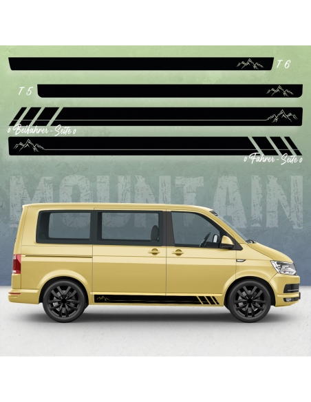 Sticker - Side StripeSet/Décor suitable for Volkswagen / VW T5 & T6 Mountain Silhouette Racing in desired color