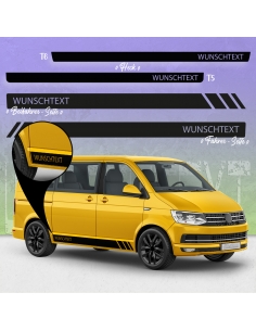 Sticker -Side Stripe Set/Décor suitable for VW T5 & T6 "Wunschtext Racing" without stroke