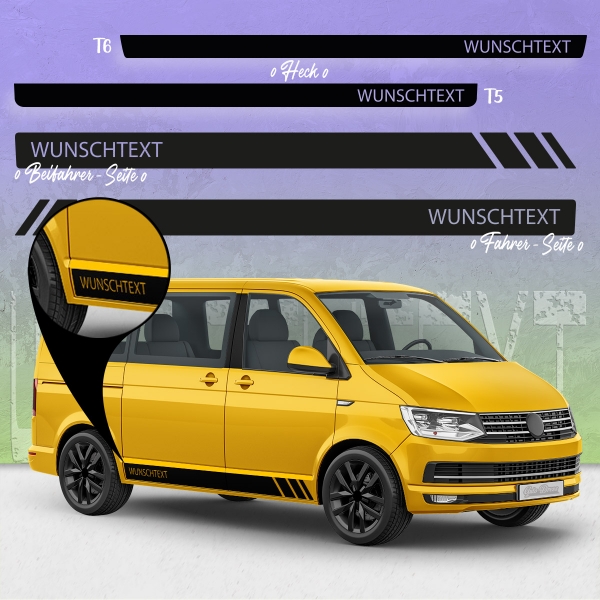 Individualisierbares Racing Set für VW T5 & T6 Bus - Wunschtext, kei