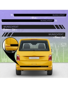 Sticker -Side Stripe Set/Décor suitable for VW T5 & T6 "Wunschtext Racing" without stroke