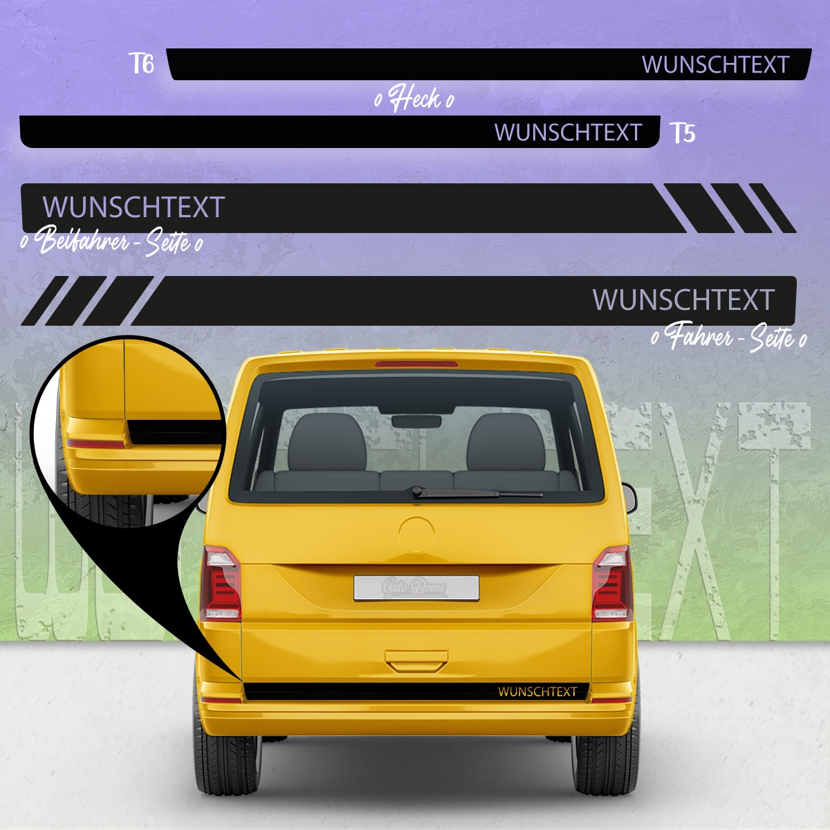 Auto Seitenstreifen Aufkleber-Set, Dekor-Sticker komp. mit VW Golf