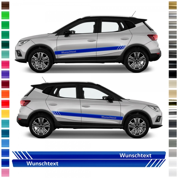 Sticker - side stripe set/décor suitable for Seat Arona in desired color with desired text