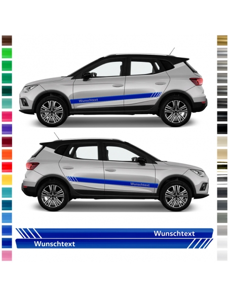 Sticker - side stripe set/décor suitable for Seat Arona in desired color with desired text