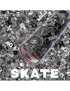 Stickerbomb car foil, design: Skate in black/white