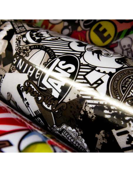 Stickerbomb Skate: Schwarz-Weiß Autofolie für 3D Car Wrapping - Jet