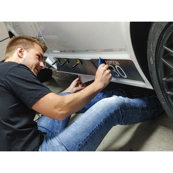 "Seiten-Streifen Set/Dekor für Fiat Ducato - Racing in Wunschfarbe: