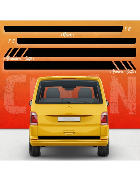Clean Racing Seitenstreifen Set für VW T5 & T6 Bus - Wunschfarbe!
