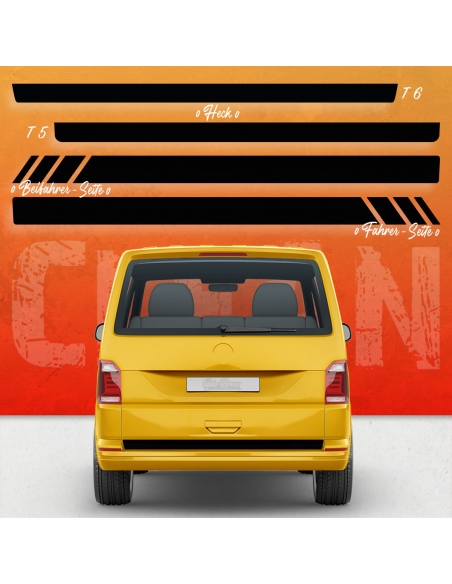 "Clean" Racing without line side stripes sticker set/décor suitable for Volkswagen / VW T5 & T6 Bus in desired color