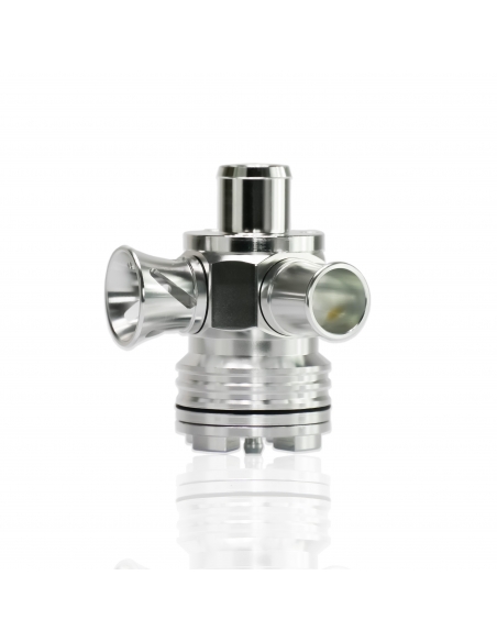 Blow Off valve with 25mm connection - 3-fold adjustable: Open, closed & splinter/silver