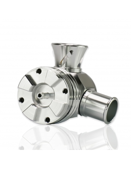 Blow Off valve with 25mm connection - 3-fold adjustable: Open, closed & splinter/silver
