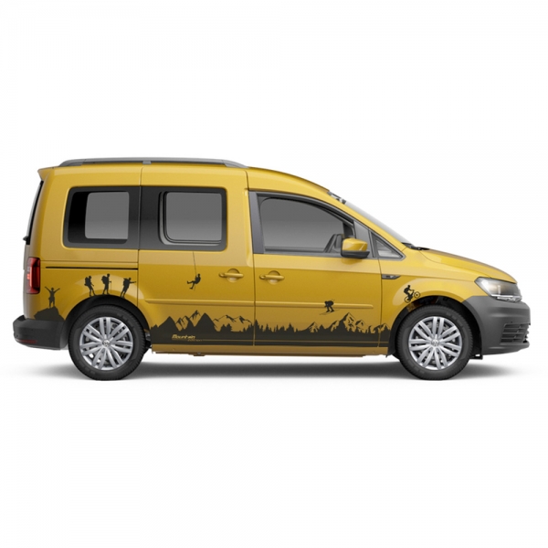 Aufkleber - Seiten-Streifen Set/Dekor passend für VW / Volkswagen Caddy  Maxi in Wunschfarbe