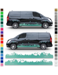 "Mountain Landscape Set" Sticker - Side Stripe Set/Décor suitable for Hyundai H-1 Travel in desired color