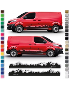 "Berg-Landschaft-Set" sticker - side stripe set/décor suitable for Opel Vivario in desired color