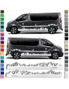 "Mountain Landscape Set" Sticker - Side Stripe Set/Décor suitable for Renault Trafic in desired color