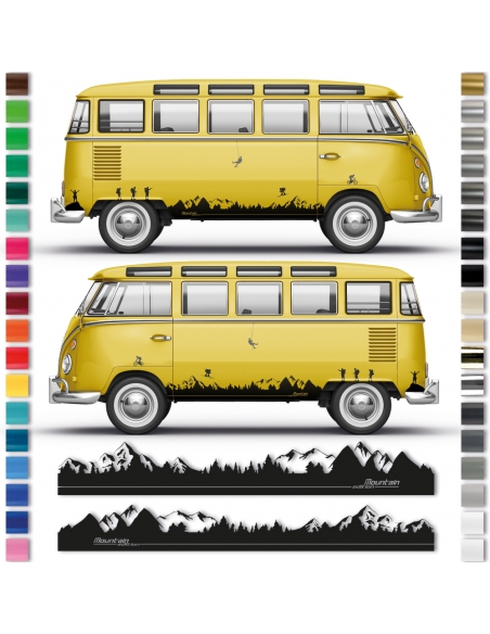 "Mountain Landscape Set" Sticker - Side Stripe Set/Décor suitable for Campervan, T1 in desired color