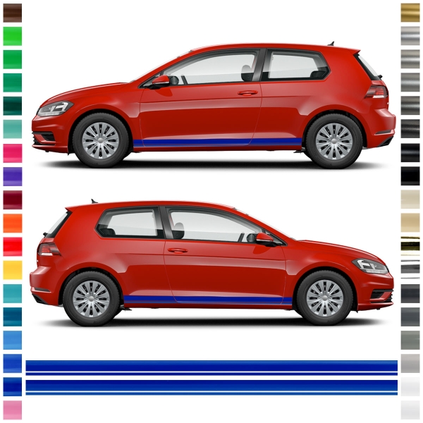 "Clean" Seitenstreifen Set/Dekor passend für Volkswagen / VW Golf 7 (VII) GTI Lang in Wunschfarbe