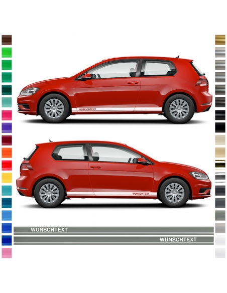 Sticker - side stripe set/décor suitable for VW Golf 7 GTI Long with desired text in desired color