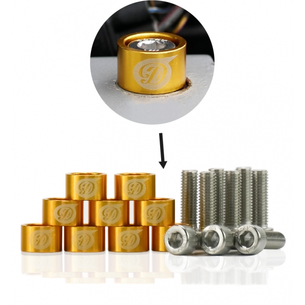 4 Stück Universal Entriegelungselemente Für Stoßstangen & Kofferraum – Schnellverschluss In Gold | Alu-Set Mit Muttern & O-Ringen