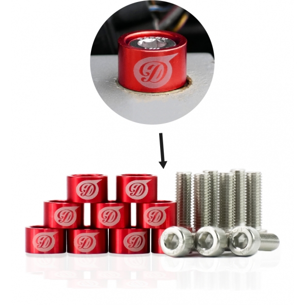 M8 AJDM Fender Washer mit Alu Unterlegscheiben- Kennzeichen Kotflügel-Schrauben Rot