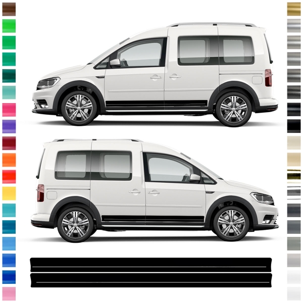 VW Caddy Seiten-Streifen Set: Individuelles Aufkleber-Dekor in Wunsch