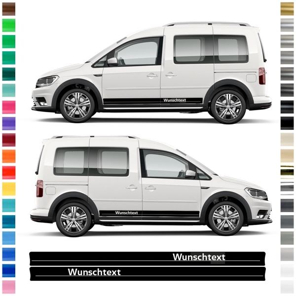 Sticker - side stripe set/décor suitable for VW / Volkswagen Caddy in desired color with desired text