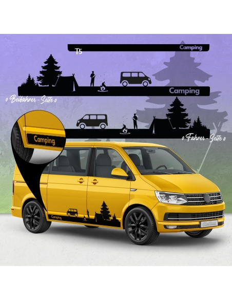 Camping Seitenstreifen Set für VW T5 & T6 Bus | Wunschfarbe | Perfek