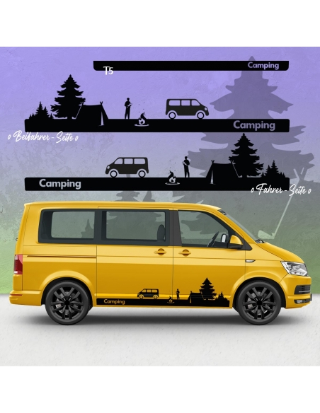 Camping Seitenstreifen Set für VW T5 & T6 Bus | Wunschfarbe | Perfek