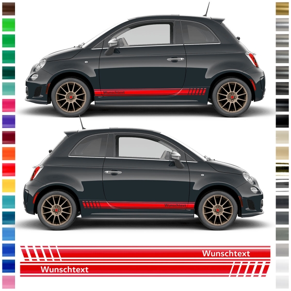 Fiat 500 Abarth EVO - OHNE TEXT - Seitenstreifen Aufkleber - Art.Nr.: 5135  - Professionelle Auto Seitenstreifen, Seitensdekore, Wunsch Text Aufkleber  mit Ihrem Logo oder Werbung
