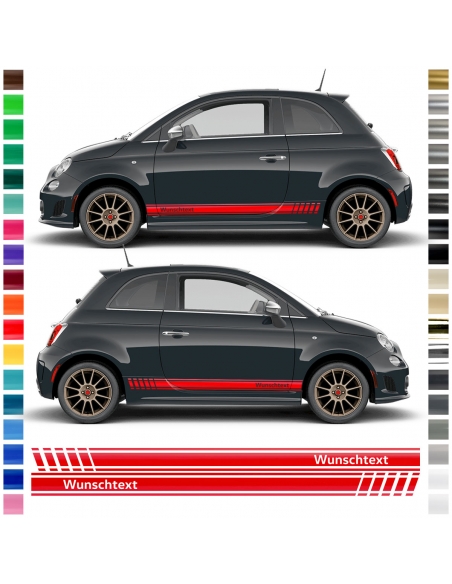 "Abarth-Esseesse" sticker - side strip set/décor suitable for Fiat 500 595 in desired color with desired text