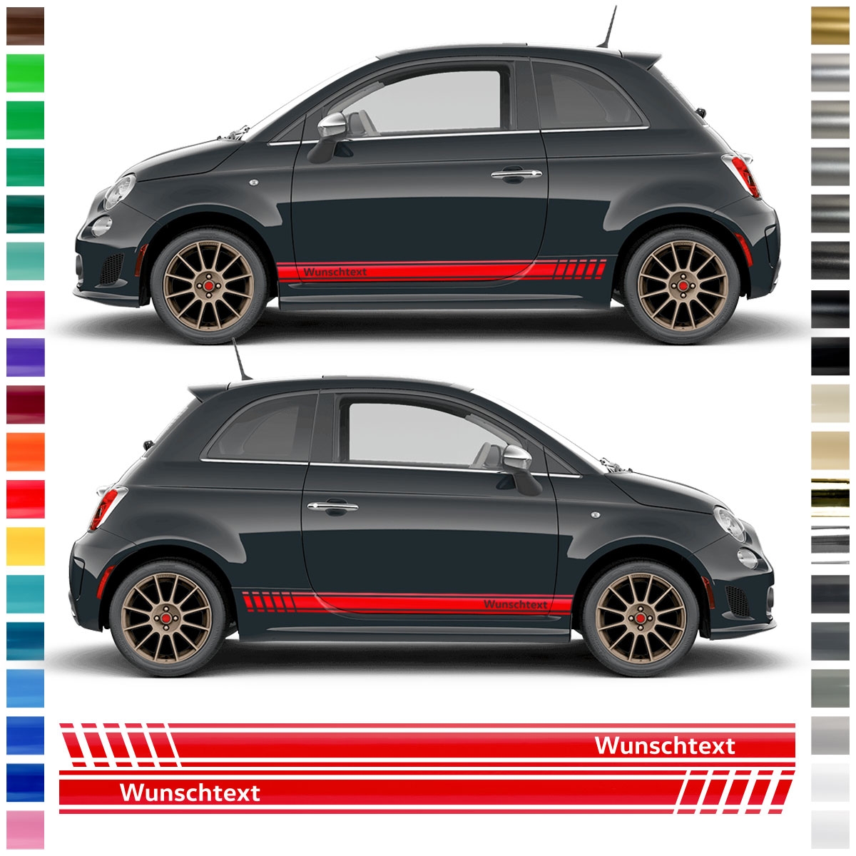 Abarth-Esseesse Seiten-Streifen Set für Fiat 500 595: Individuelle A