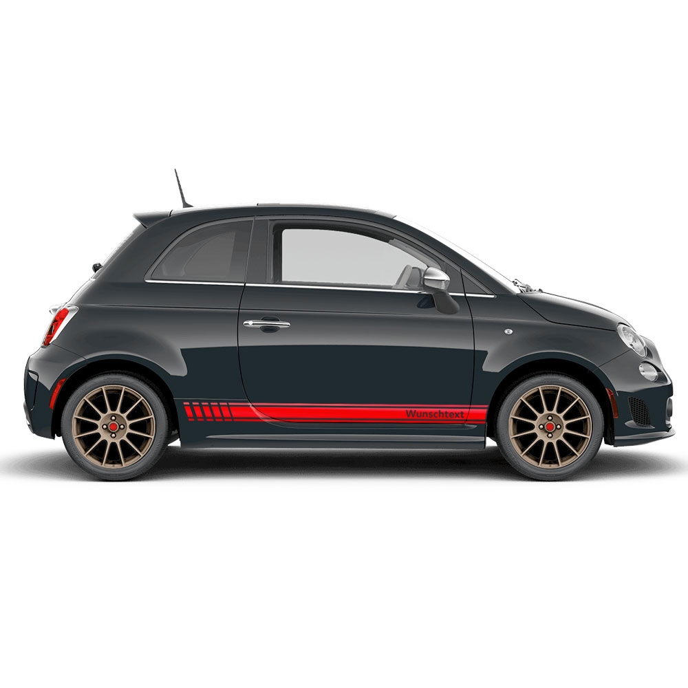 Fiat 500 Abarth EVO - OHNE TEXT - Seitenstreifen Aufkleber - Art.Nr.: 5135  - Professionelle Auto Seitenstreifen, Seitensdekore, Wunsch Text Aufkleber  mit Ihrem Logo oder Werbung