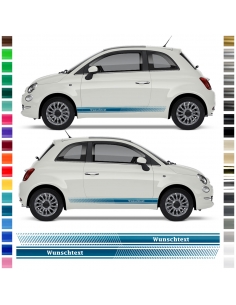 Sticker - side stripeset/décor suitable for Fiat 500 595 in desired color with desired text