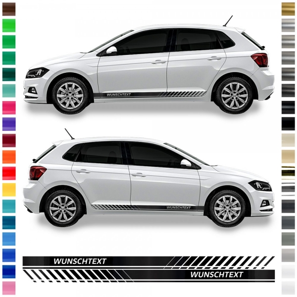 Desen kulaklık uzuvlar  Sticker - side stripe set/décor suitable for VW / Volkswagen Polo in  desired color with desired text