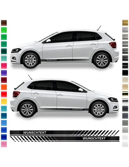 Sticker - side stripe set/décor suitable for VW / Volkswagen Polo in desired color with desired text