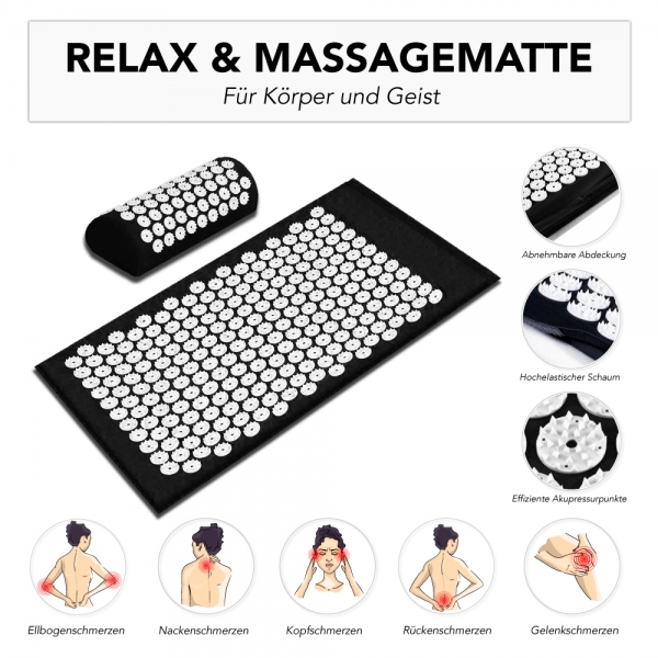 Akupressurmatte Set: Multifunktionale Massagematte gegen Rückenschme